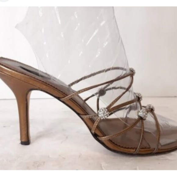 Tadashi Shoji Shoes - Tadashi bronze and crystal heel sandal size 9
